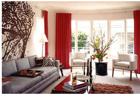 vải bố mộc mạc giúp phòng khách đơn giản giản nhưng hiện đại